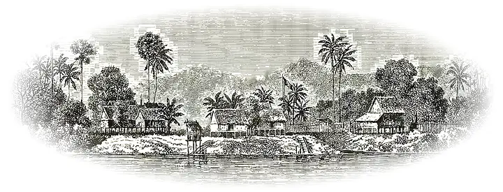 Làng ven sông với thốt nốt và dừa (Delaporte, 1873)